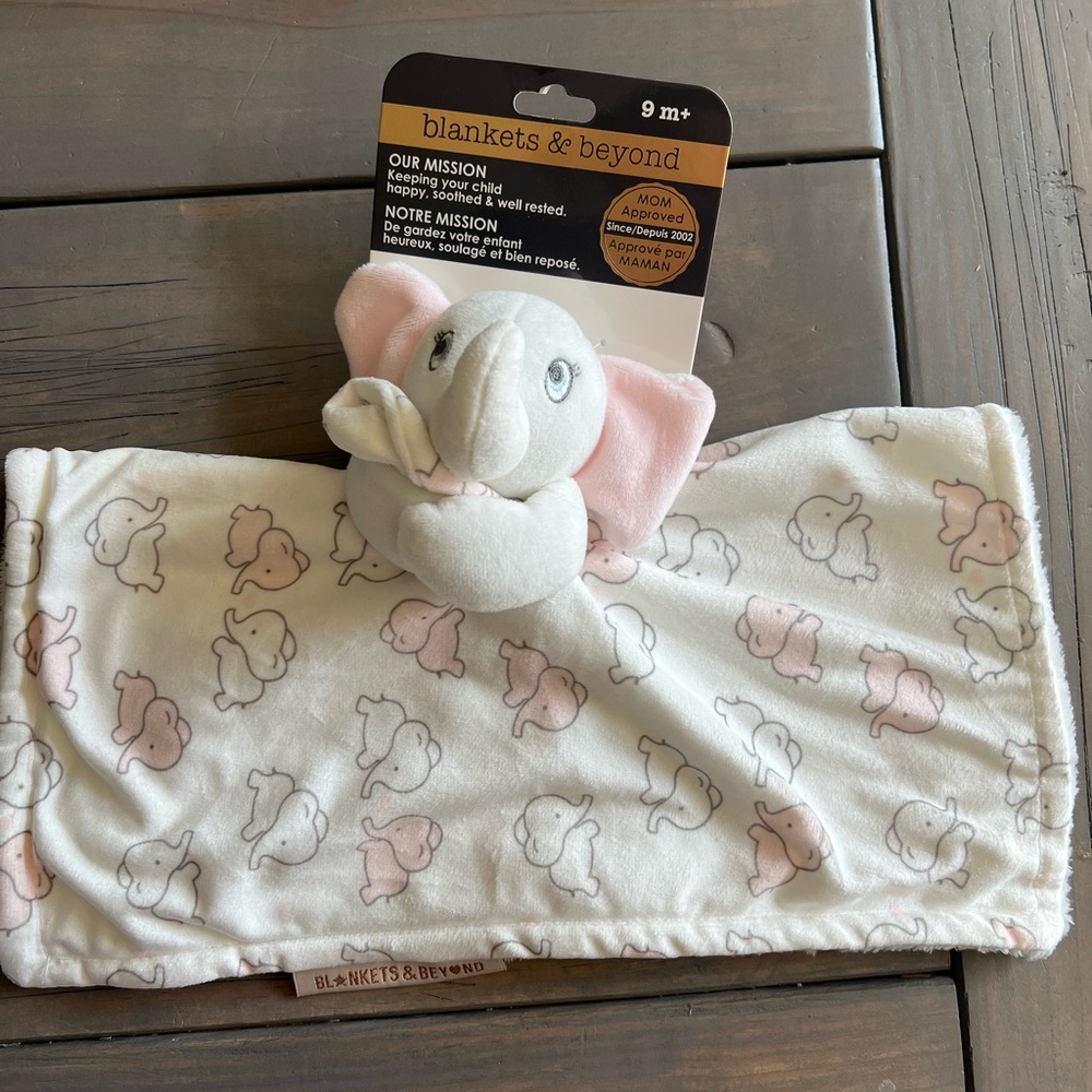 Pink elephant blankie toy